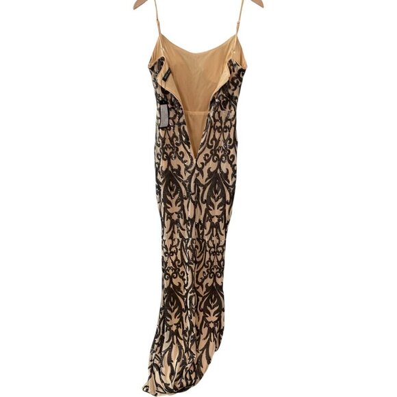 NWT Nude Dress with black sequin lace details Spaghetti Straps backless size S - Picture 5 of 13